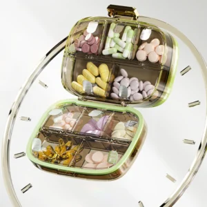MedicareCoverages™ Green CompactFold Organizer – 10-Slot Travel Case for Vitamins, Jewelry & Small Essentials