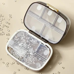 MedicareCoverages™ White CompactFold Organizer – 10-Slot Travel Case for Vitamins, Jewelry & Small Essentials